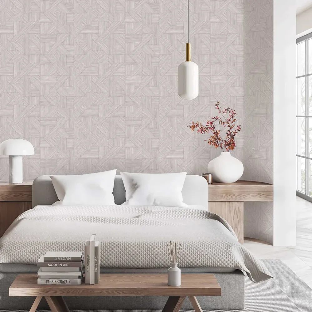 Geometric Textured Weave Wallpaper – Charcoal & Steel Blue Fusion