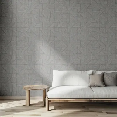 Geometric Textured Weave Wallpaper – Charcoal & Steel Blue Fusion