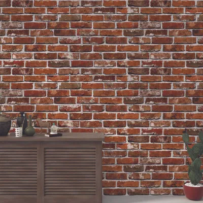 Vintage Grey Brick Textured Wallpaper – Multi-Tone Rustic Elegance