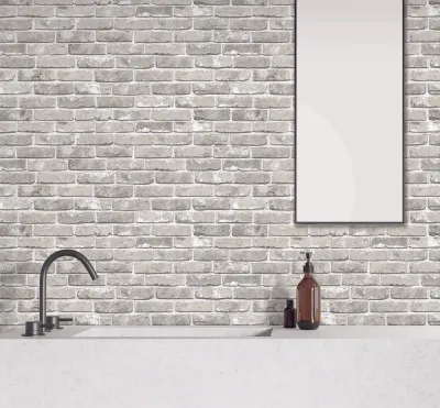 Vintage Grey Brick Textured Wallpaper – Multi-Tone Rustic Elegance
