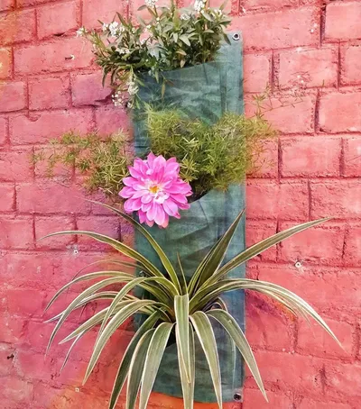 3 Pockets' Elegant Fabric Wall Planter for Green Wall