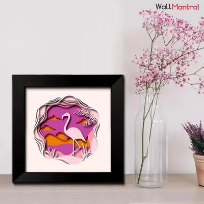 3D Beautiful flamingo Frame With LED Lights/ Ready to hang/ Table Top Frame