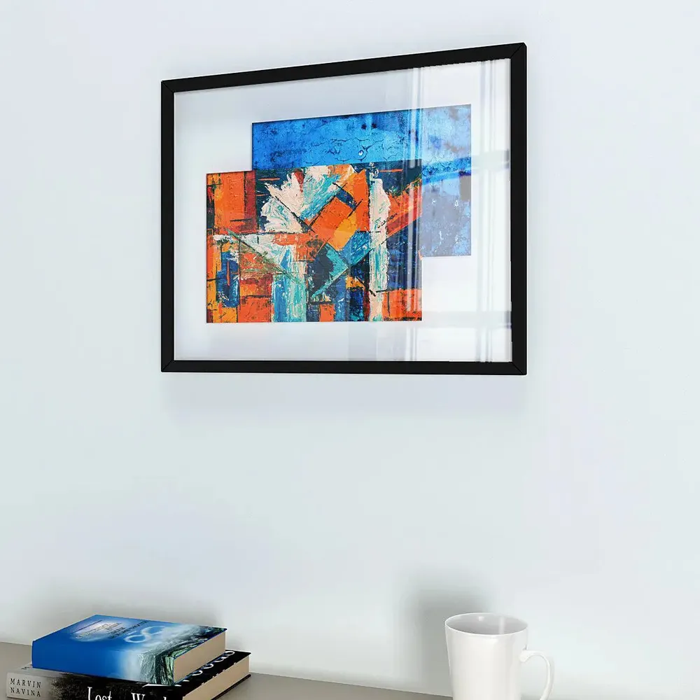 Abstract Art Painting Framed in a Floating Frame / Transparent Black Frame