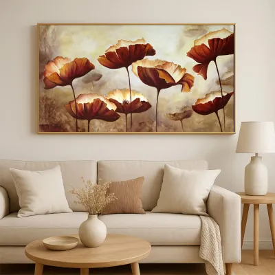 Abstract Brown Flowers Design Canvas Printed Painting
