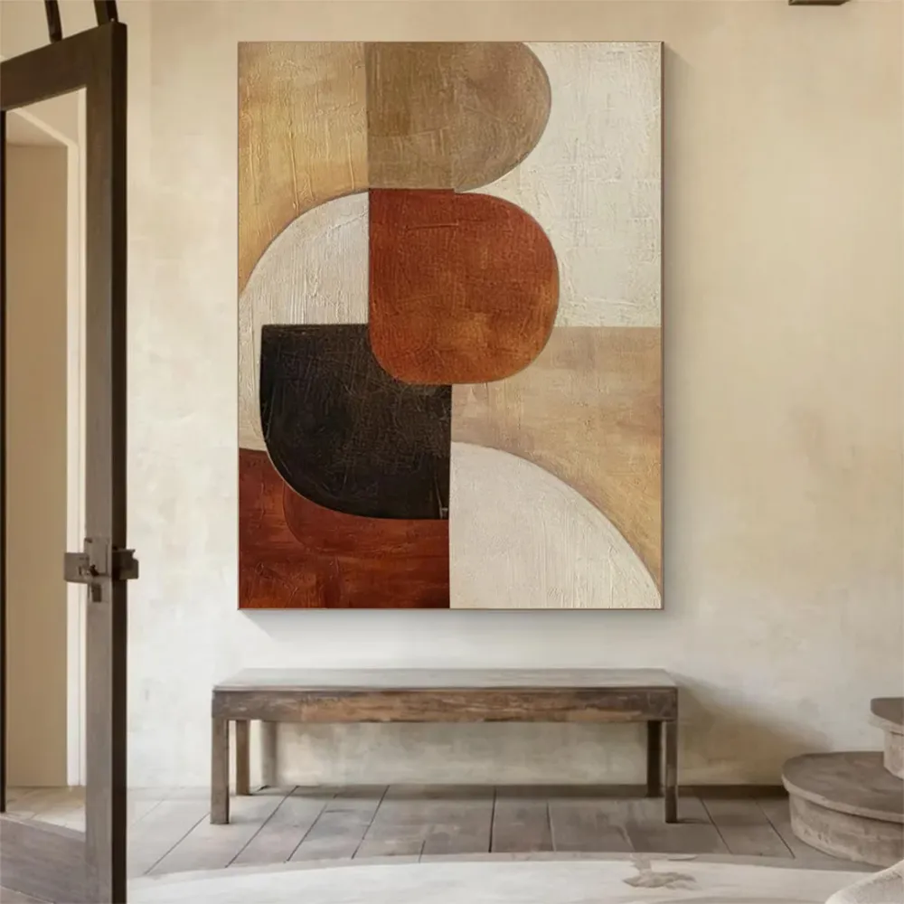WallMantra Abstract Composition in Earth Tones Handmade Painting