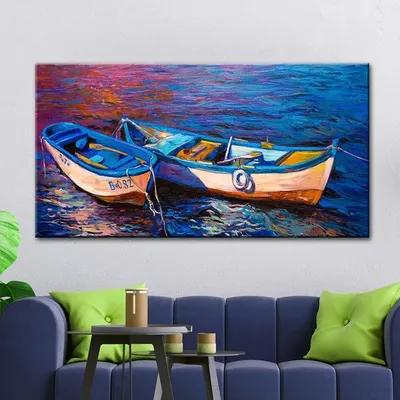 Abstract Design Boat in River Canvas Printed Painting