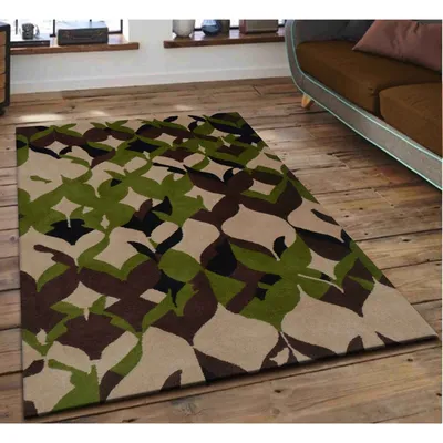 Abstract Designer Green & Brown Area Carpet
