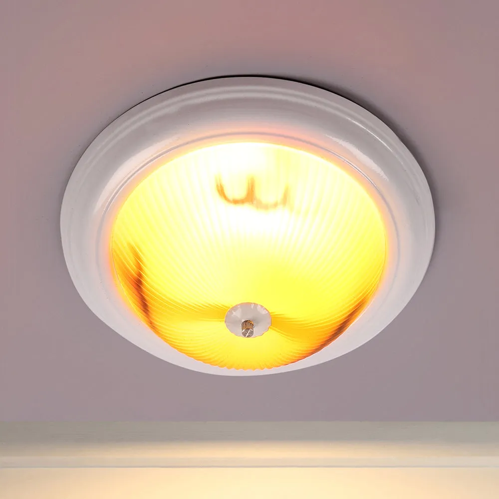 Abstract Dome Shaped Yellow Flush Mount Light