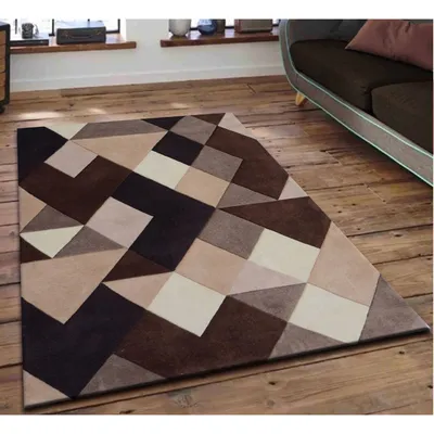 Abstract Patterned Brown & Black Designer Area Carpet