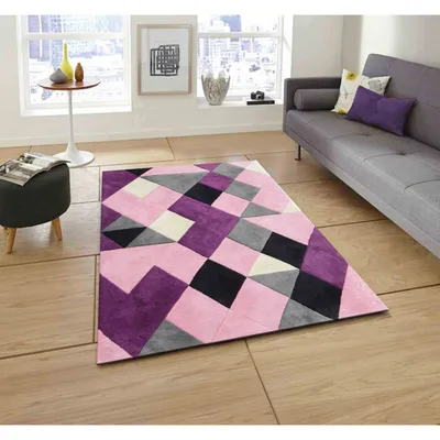 Abstract Patterned Purple & Pink Designer Area Carpet