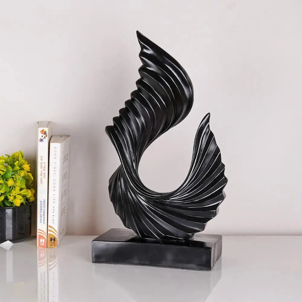Abstract Twisted Tale Black Finished Polyresin Table Accent for Living Room