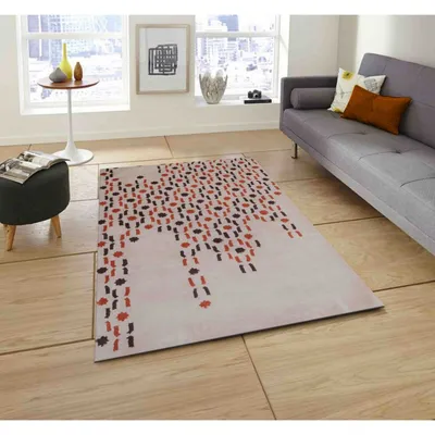 Abstract Urban Designer Beige Tufted Area Carpet