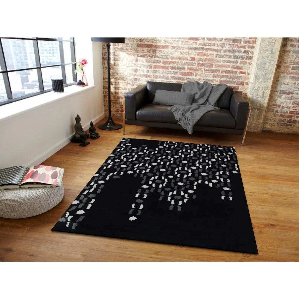 Abstract Urban Designer Black Tufted Area Carpet