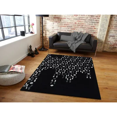 Abstract Urban Designer Black Tufted Area Carpet