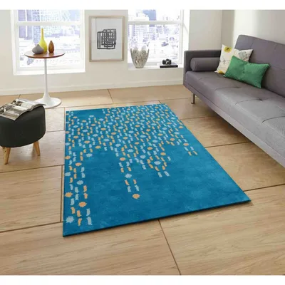 Abstract Urban Designer Blue Tufted Area Carpet