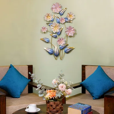Abstract Wild Pink Flower Bunch Metal Wall Art