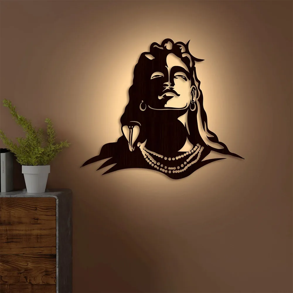 Adhiyoga Shiva LED Metallic Wall Art Decor for Living Area