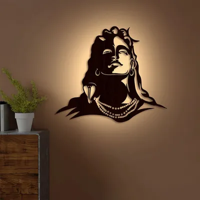 Adhiyoga Shiva LED Metallic Wall Art Decor for Living Area