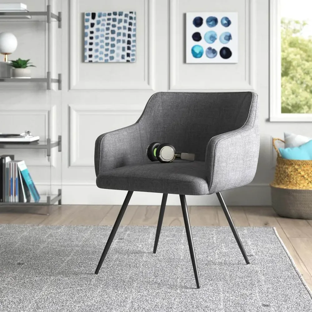 Aesthetic Grey Velvet Accent Chair