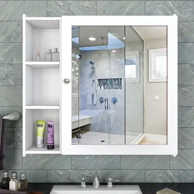 Aesthetic Wooden Bathroom Cabinet with 5 Spacious Shelves- Solid Brown