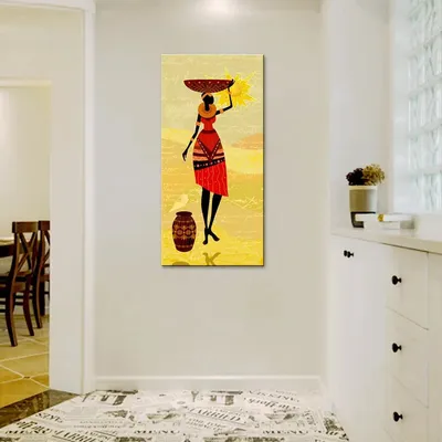 African Lady Village Scenery Canvas Printed Wall Painting
