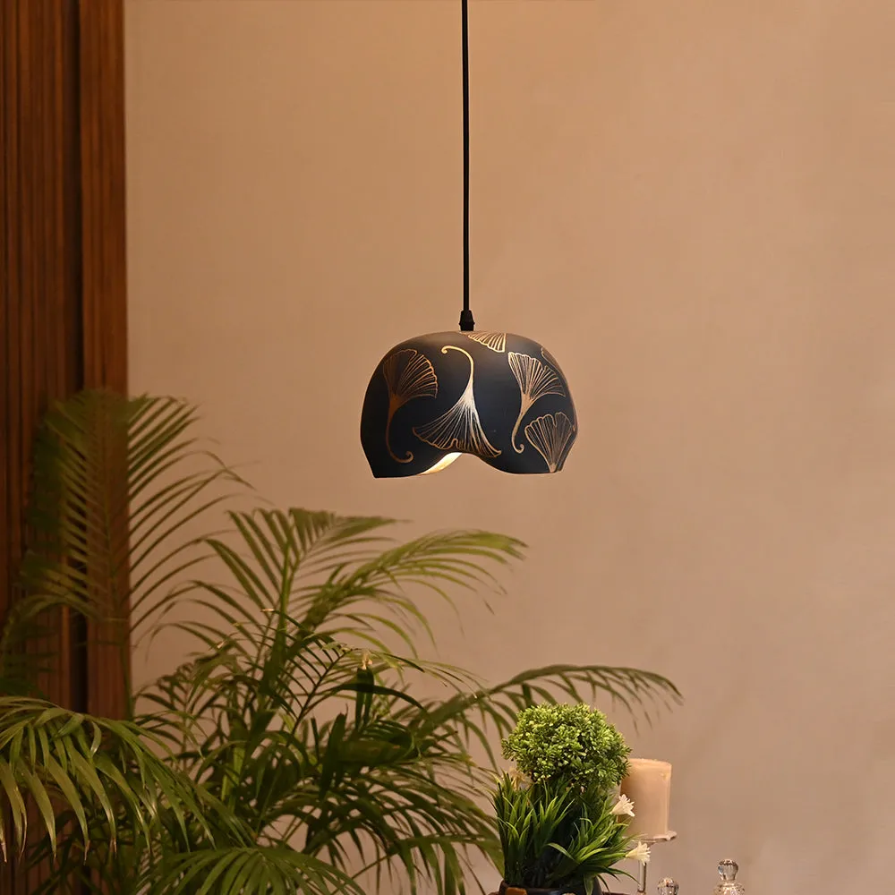 Alluring Blue & Gold Handpainted Terracotta Hanging Lamp