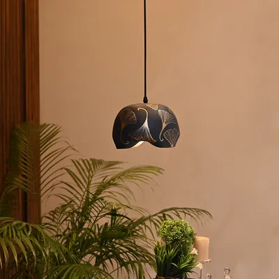 Alluring Blue & Gold Handpainted Terracotta Hanging Lamp
