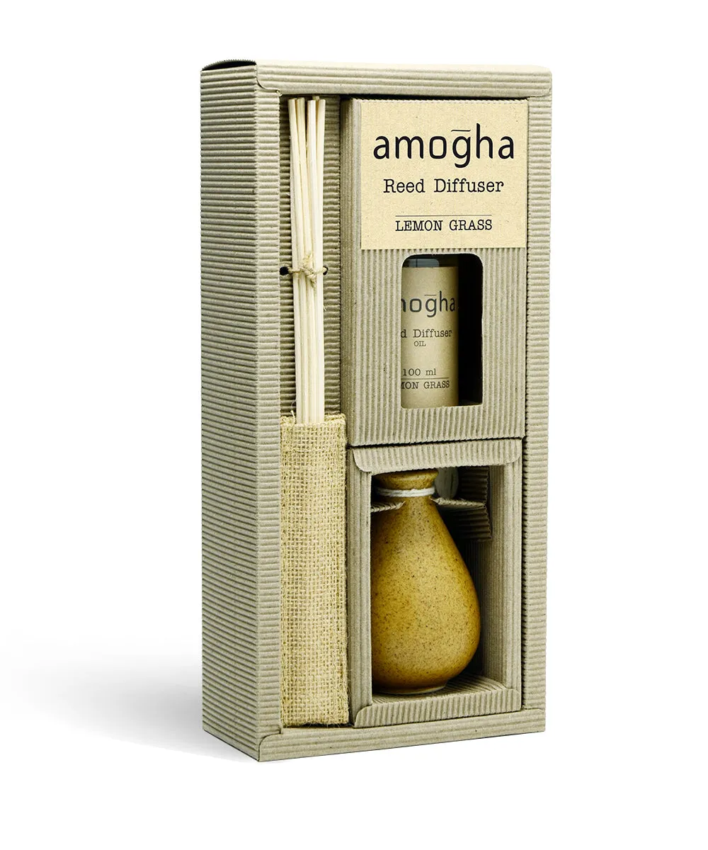 Amogha Reed Diffuser with 8 reed sticks and 100 ml aroma oil  set (Lemon Grass/ Lavender/ Sandal Cinnamon)