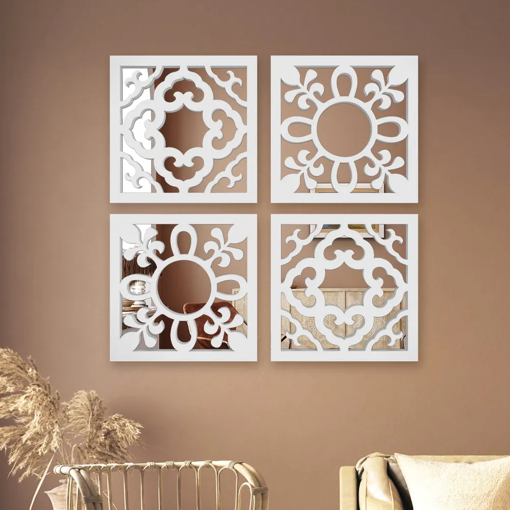 Ancient Arabic Wooden Mirror Wall Art- Set of 4