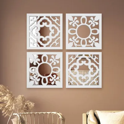 Ancient Arabic Wooden Mirror Wall Art- Set of 4