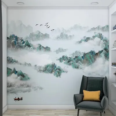 Angelic Green Mountain View Self Adhesive Wall Paper