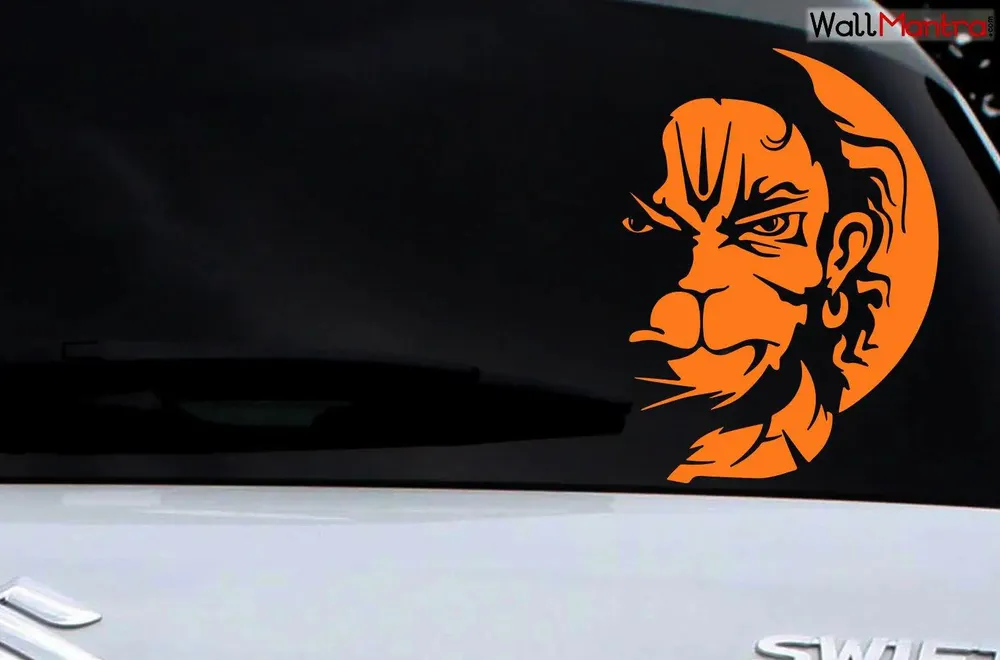 Angry Hanuman Car Sticker, Fits In All Cars