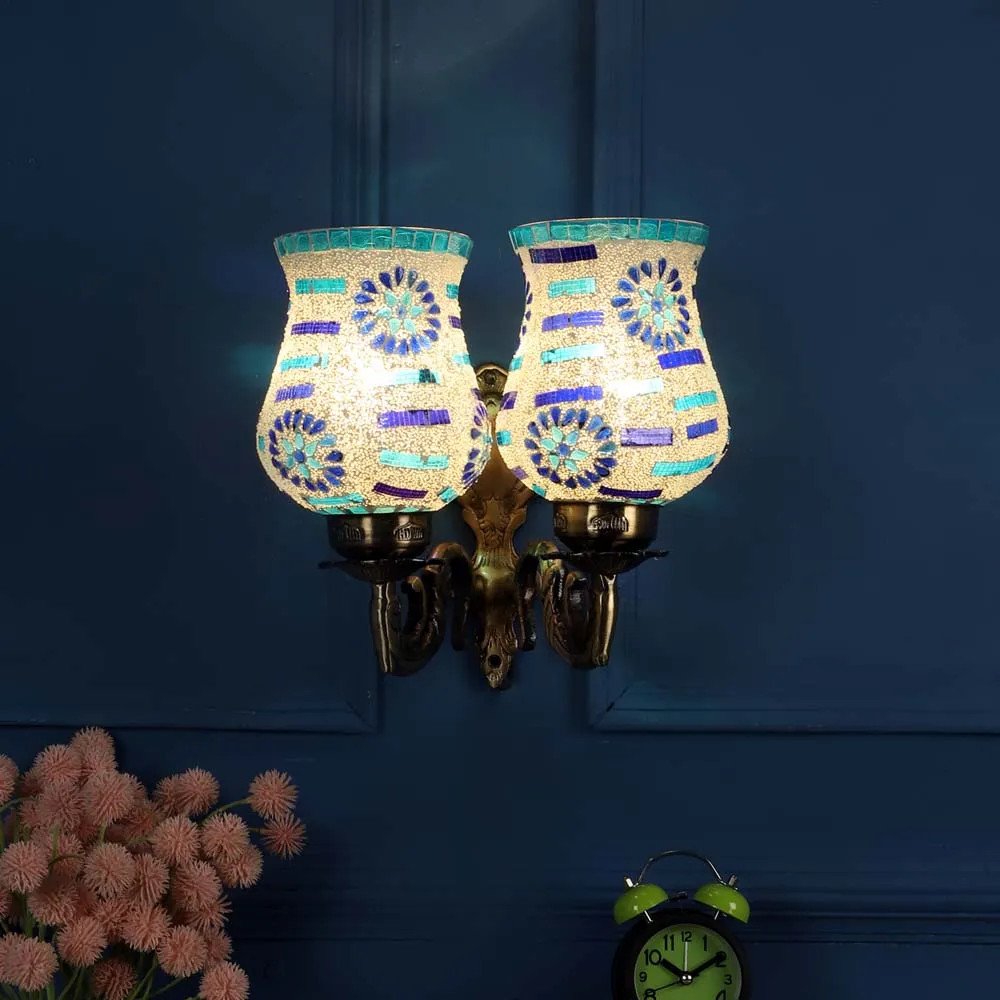 Antique Aluminium Multicolor Flower Wall Lights