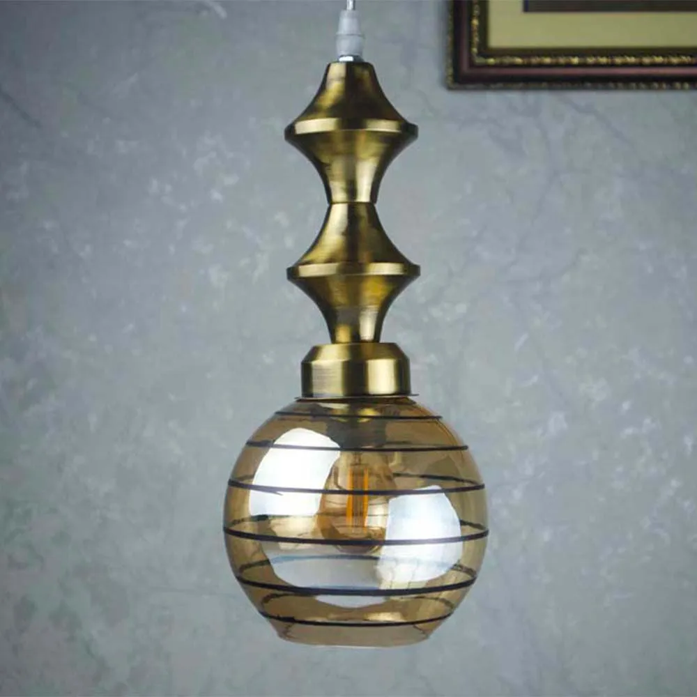 Antique Amber Glass Canopy Pendant Lights