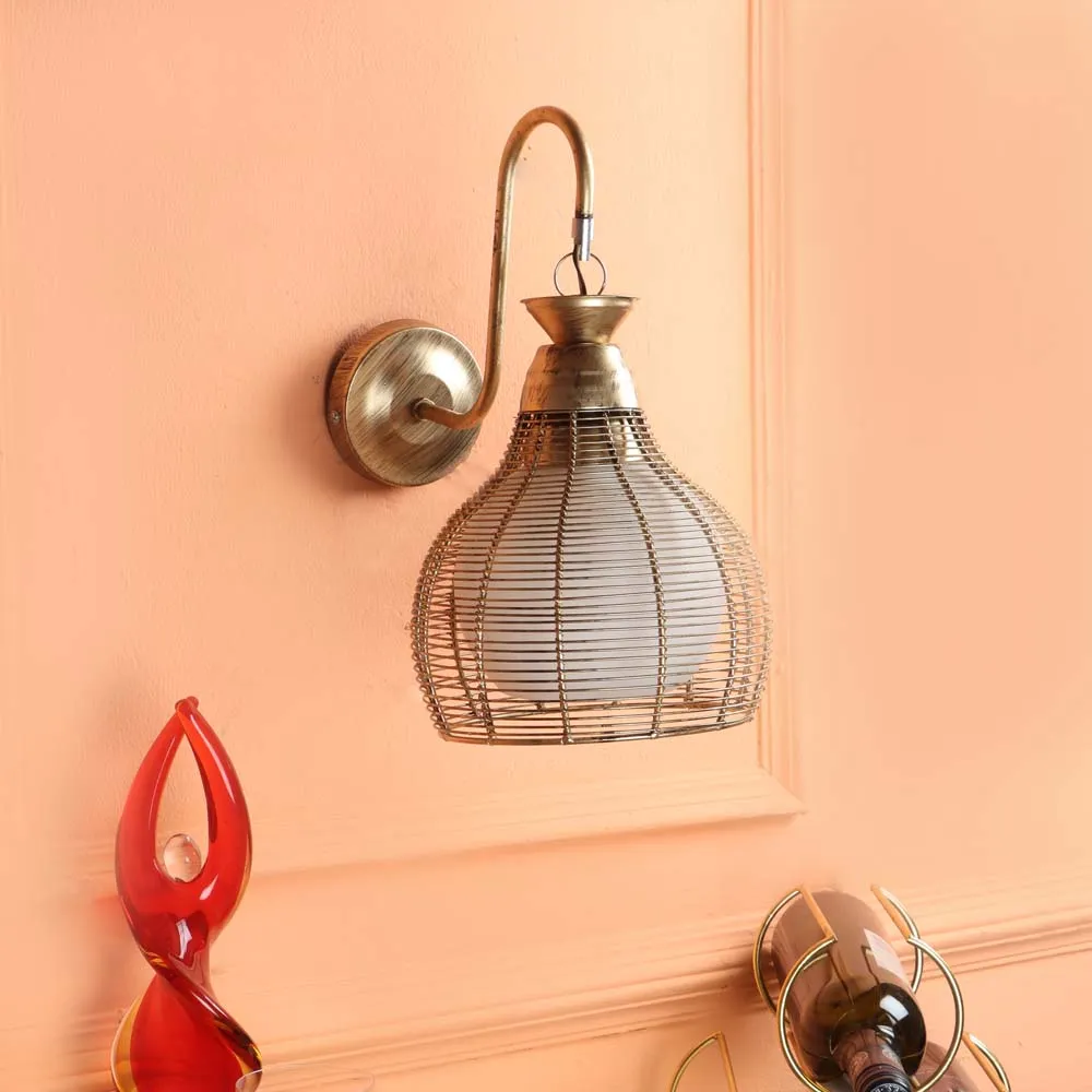 Antique Caged Black metal finish Wall Light ( Bulb included)