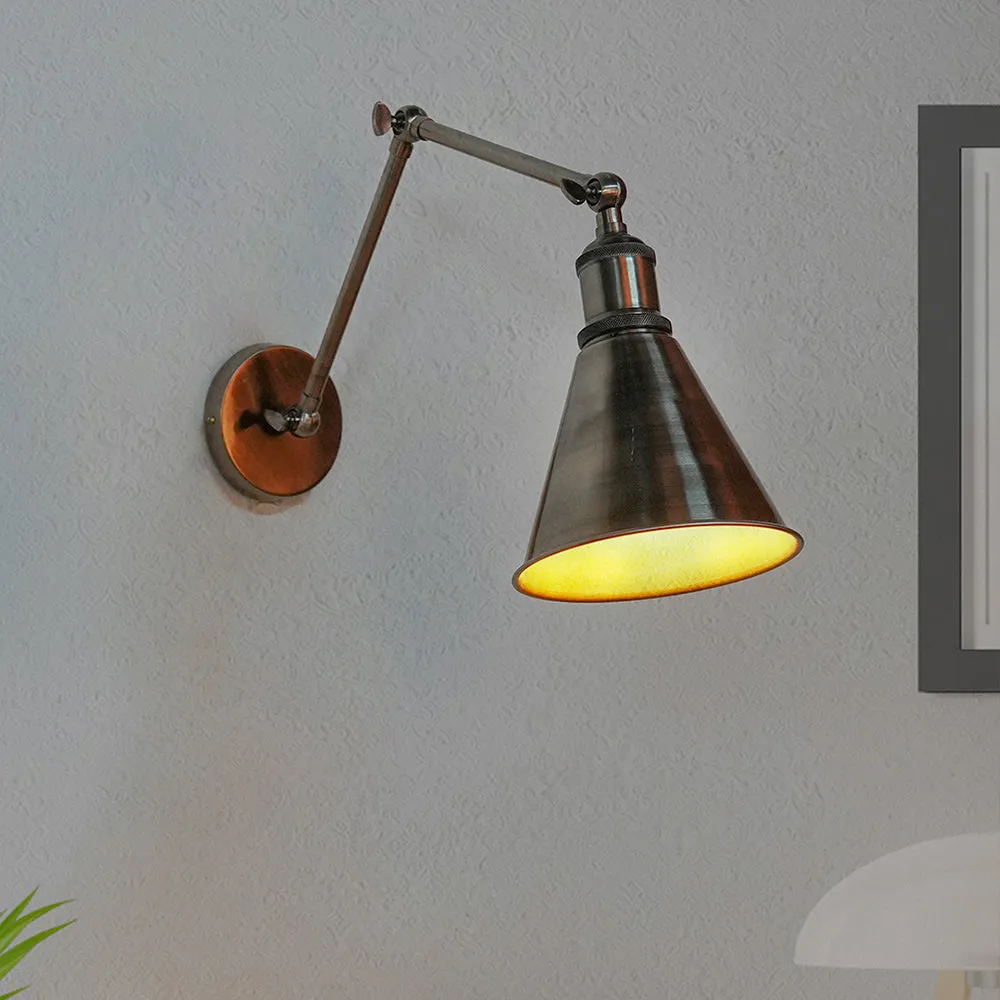 Antique Copper Finish Cone Shaped Steel Wall Lighting