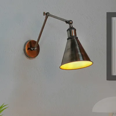 Antique Copper Finish Cone Shaped Steel Wall Lighting