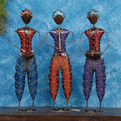 Antique Musicians Big Human Figurines Set / Showpiece Set Of 3