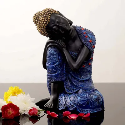 Attractive Black & Blue Peaceful Buddha Showpiece