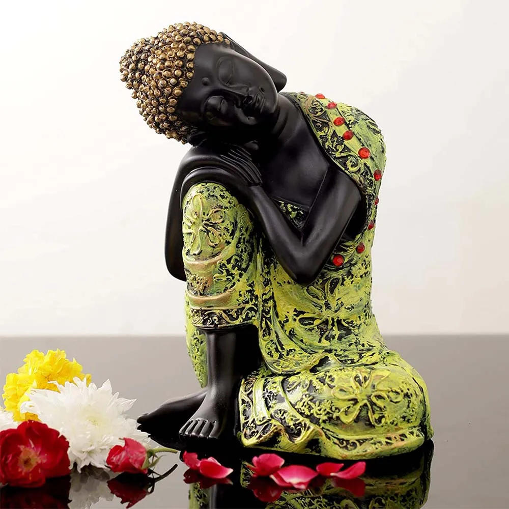 Attractive Black & Green Peaceful Buddha Showpiece