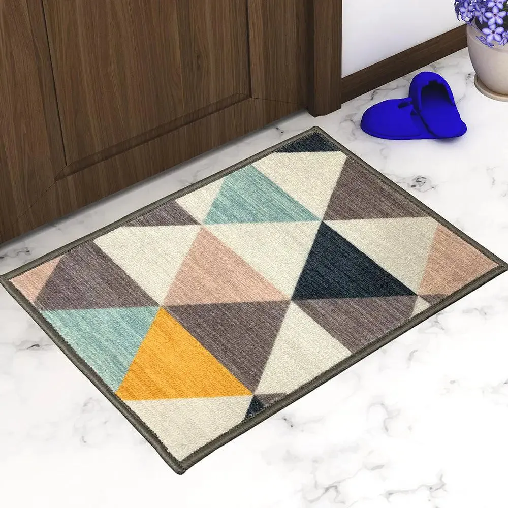 Aztec Grey & Yellow Printed Premium Doormat (14 X 22 )Inches