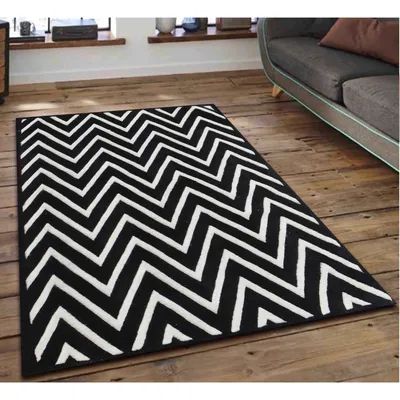 Aztec Patterned Black & White Tufted Area Carpet