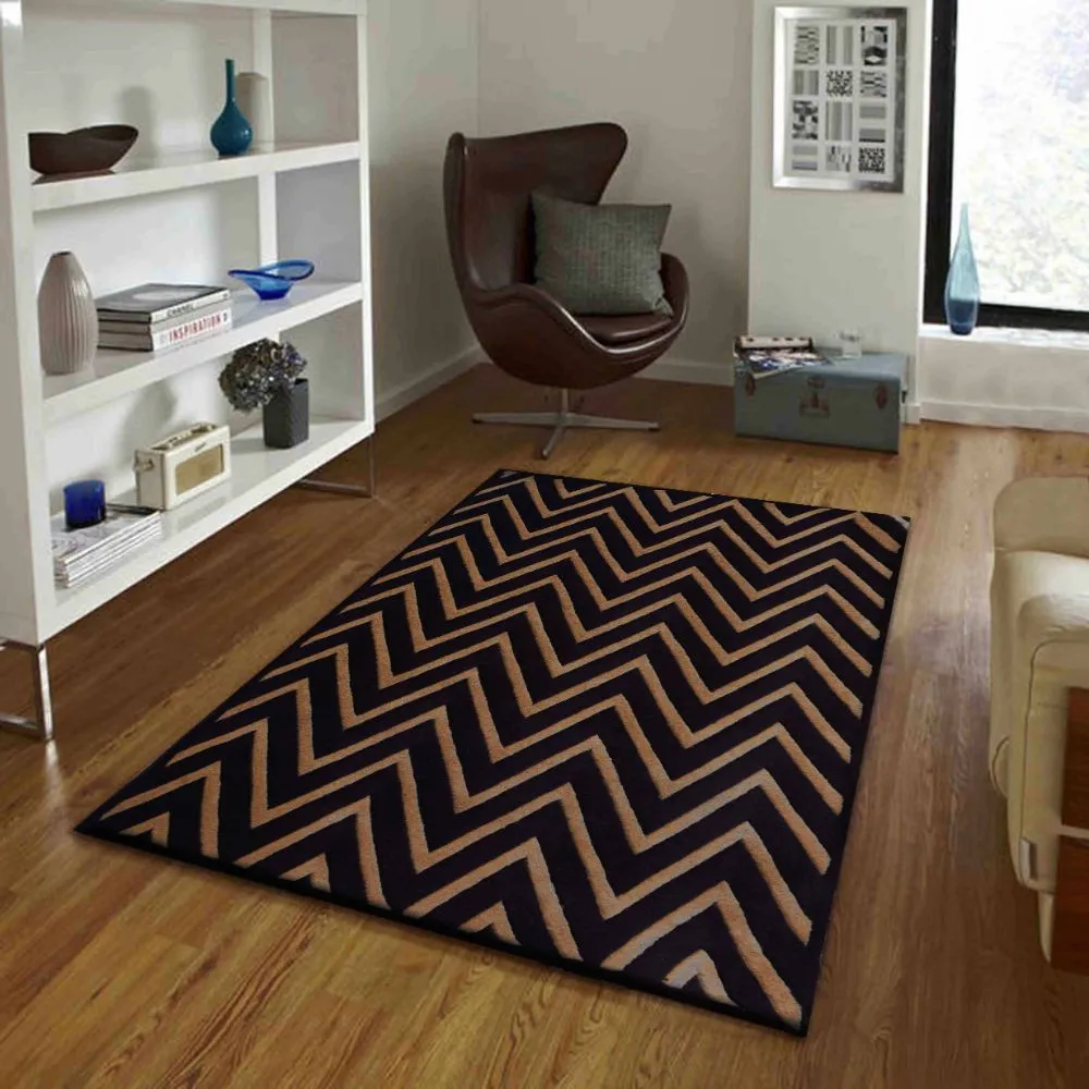 Aztec Patterned Brown & Beige Tufted Area Carpet