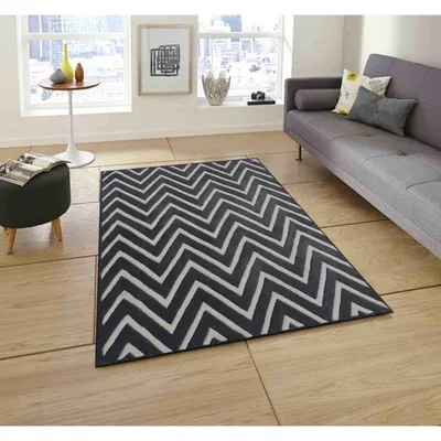 Aztec Patterned Grey & White Tufted Area Carpet