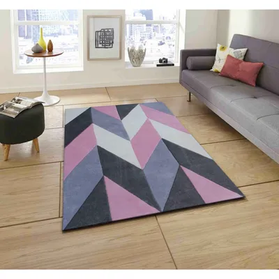Aztec Patterned Pink & Gray Designer Area Carpet