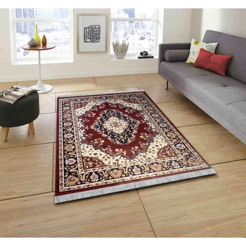 Basic Indian Traditional  Designer Brown Polyester Area Carpet