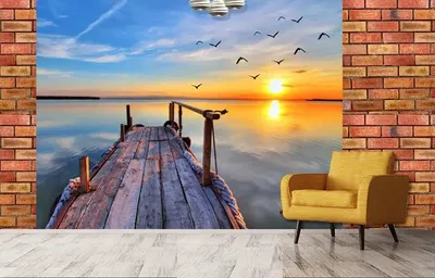 Beautiful Beach Scenery Wallpaper / High Quality Woven WallPaper /  size 12 ft x 10 ft