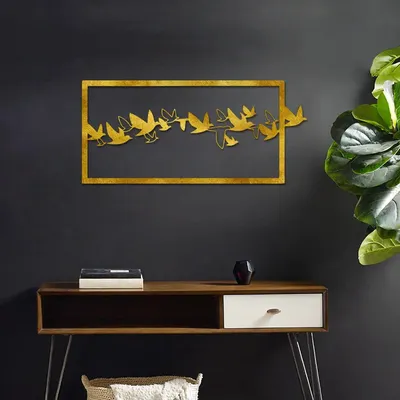 Beautiful Bird Fling in yellow color Design Wooden Wall Hanging