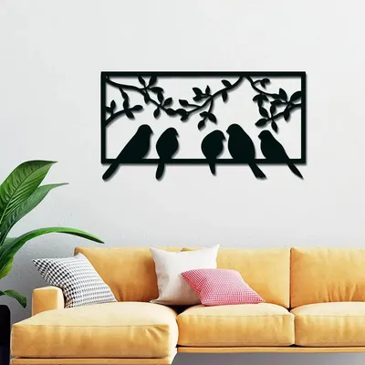 Beautiful Bird on Branch in Black color Design Wooden Wall Hanging