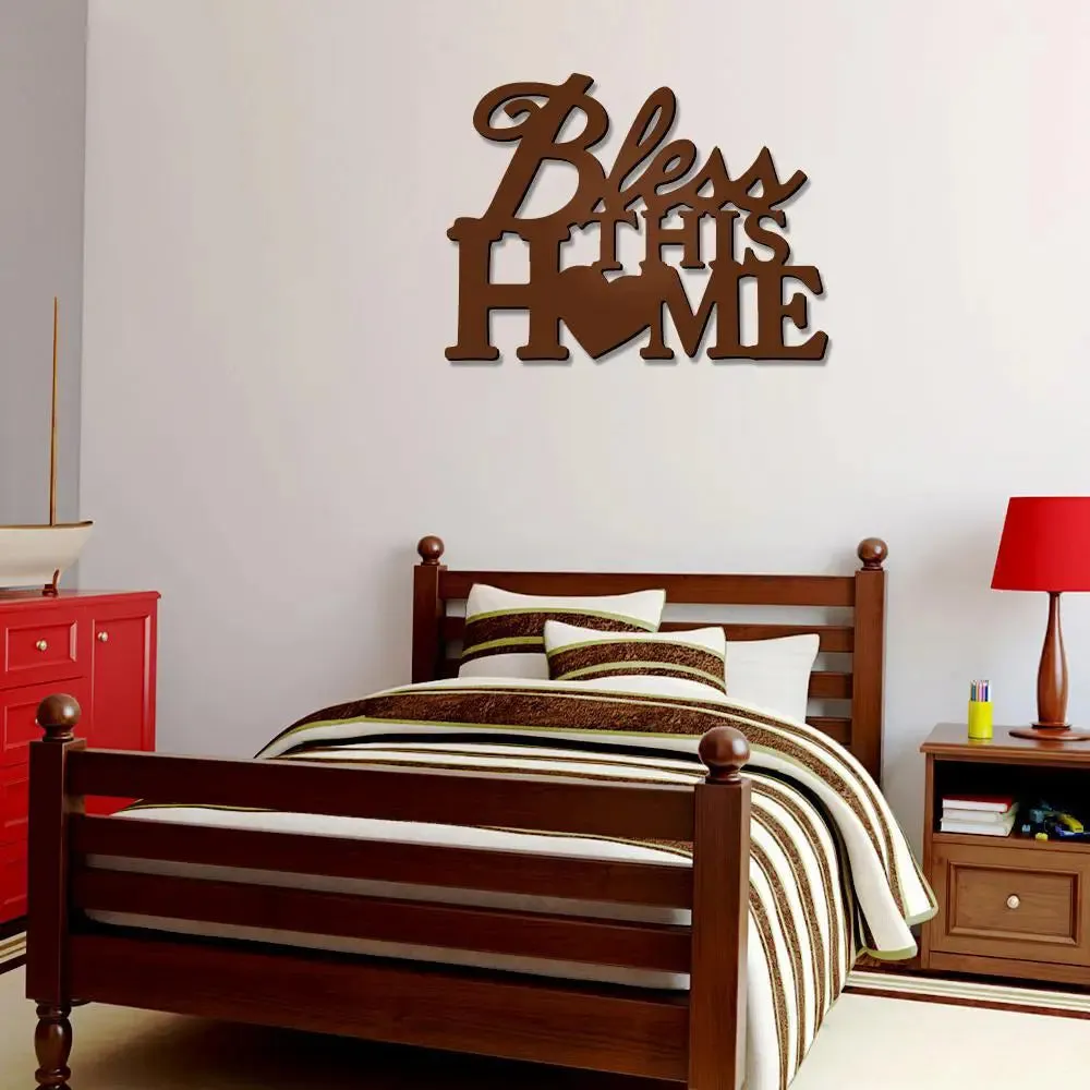 Beautiful Bless this Home in Brown color Design Wooden Wall Hanging